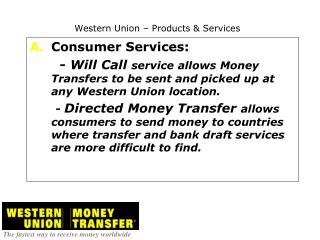 Western Union – Products &amp; Services