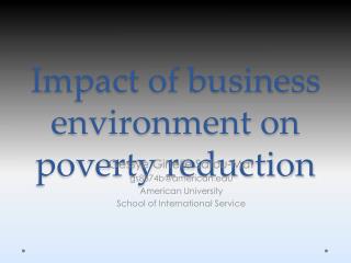 I mpact of business environment on poverty reduction