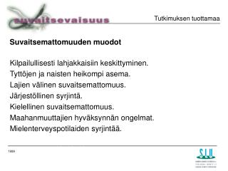 Suvaitsemattomuuden muodot