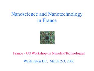 Nanoscience and Nanotechnology in France