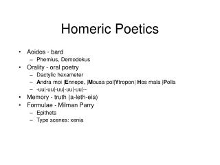 Homeric Poetics