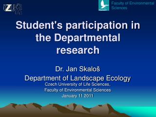 Student's participation in the Departmental research
