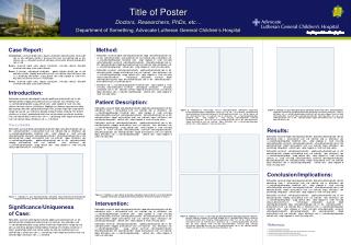 Title of Poster Doctors, Researchers, PhDs, etc…