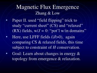 Magnetic Flux Emergence Zhang &amp; Low