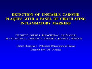 DETECTION OF UNSTABLE CAROTID PLAQUES WITH A PANEL OF CIRCULATING INFLAMMATORY MARKERS