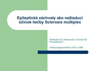 Epileptické záchvaty ako nežiaduci účinok liečby Sclerosis multiplex