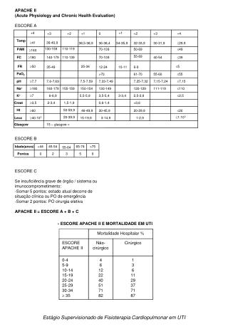 APACHE II (Acute Physiology and Chronic Health Evaluation) ESCORE A