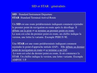 SID et STAR : généralités