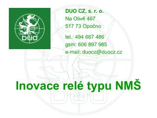 Inovace relé typu NMŠ