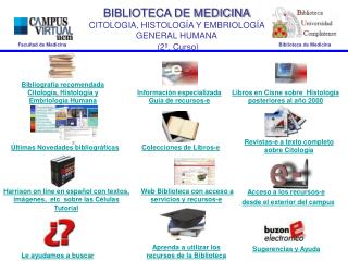 BIBLIOTECA DE MEDICINA CITOLOGIA, HISTOLOGÍA Y EMBRIOLOGÍA GENERAL HUMANA (2º. Curso)