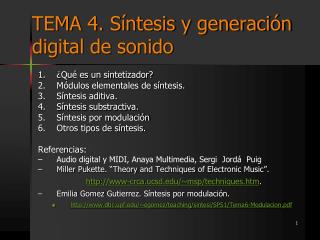 TEMA 4. Síntesis y generación digital de sonido