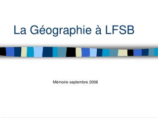 La Géographie à LFSB