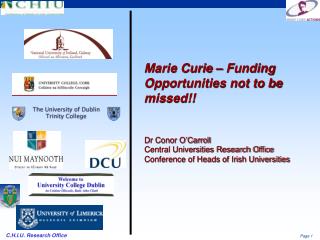 Marie Curie – Funding Opportunities not to be missed!! Dr Conor O’Carroll