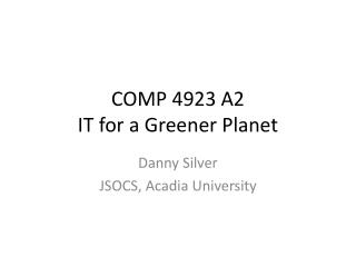 COMP 4923 A2 IT for a Greener Planet