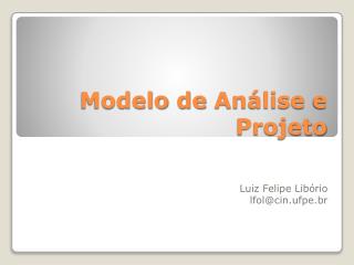 Modelo de Análise e Projeto