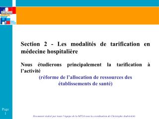Section 2 - Les modalités de tarification en médecine hospitalière