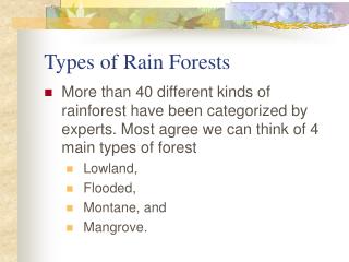 Types of Rain Forests