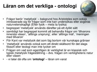 Läran om det verkliga - ontologi