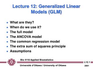 Lecture 12: Generalized Linear Models (GLM)