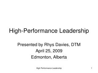High-Performance Leadership