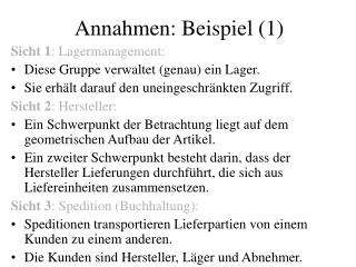 Annahmen: Beispiel (1)