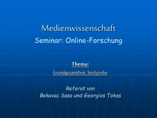 Medienwissenschaft Seminar: Online-Forschung