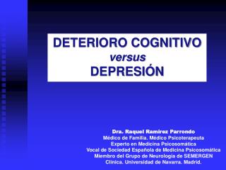 DETERIORO COGNITIVO versus DEPRESIÓN