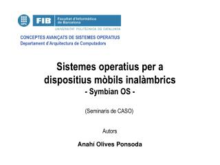 Sistemes operatius per a dispositius mòbils inalàmbrics - Symbian OS -