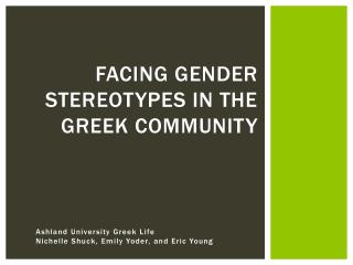 Facing Gender Stereotypes in the Greek Community