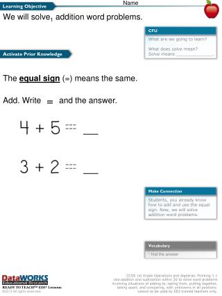 We will solve 1 addition word problems.