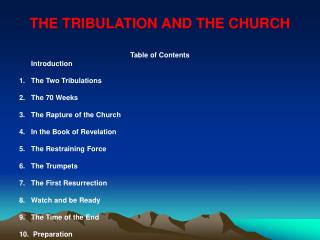 THE TRIBULATION AND THE CHURCH