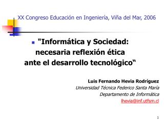 XX Congreso Educación en Ingeniería, Viña del Mar, 2006