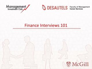 Finance Interviews 101