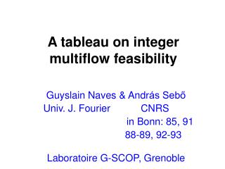 A tableau on integer multiflow feasibility
