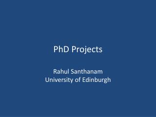 PhD Projects