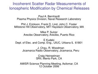 Incoherent Scatter Radar Measurements of Ionospheric Modification by Chemical Releases