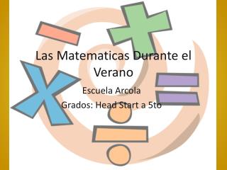 Las Matematicas Durante el Verano