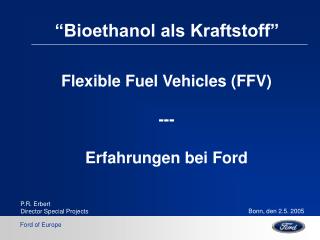 “Bioethanol als Kraftstoff”