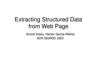 Extracting Structured Data from Web Page