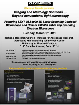 Imaging and Metrology Solutions … Beyond conventional light microscopy