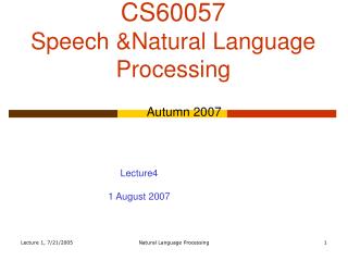 CS60057 Speech &amp;Natural Language Processing