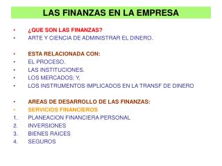 LAS FINANZAS EN LA EMPRESA