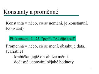 Konstanty a proměnné