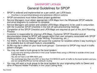 General Guidelines for SPOP