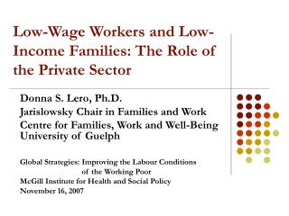 Low-Wage Workers and Low-Income Families: The Role of the Private Sector