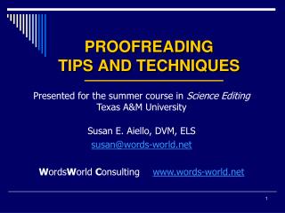 PROOFREADING TIPS AND TECHNIQUES