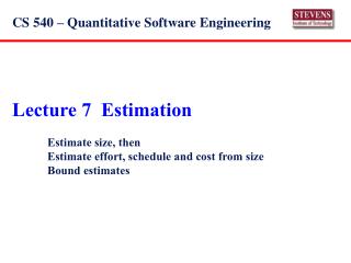 CS 540 – Quantitative Software Engineering