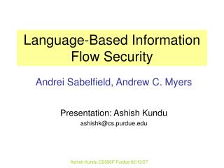 Language-Based Information Flow Security