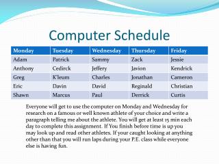 Computer Schedule