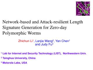 Network-based and Attack-resilient Length Signature Generation for Zero-day Polymorphic Worms